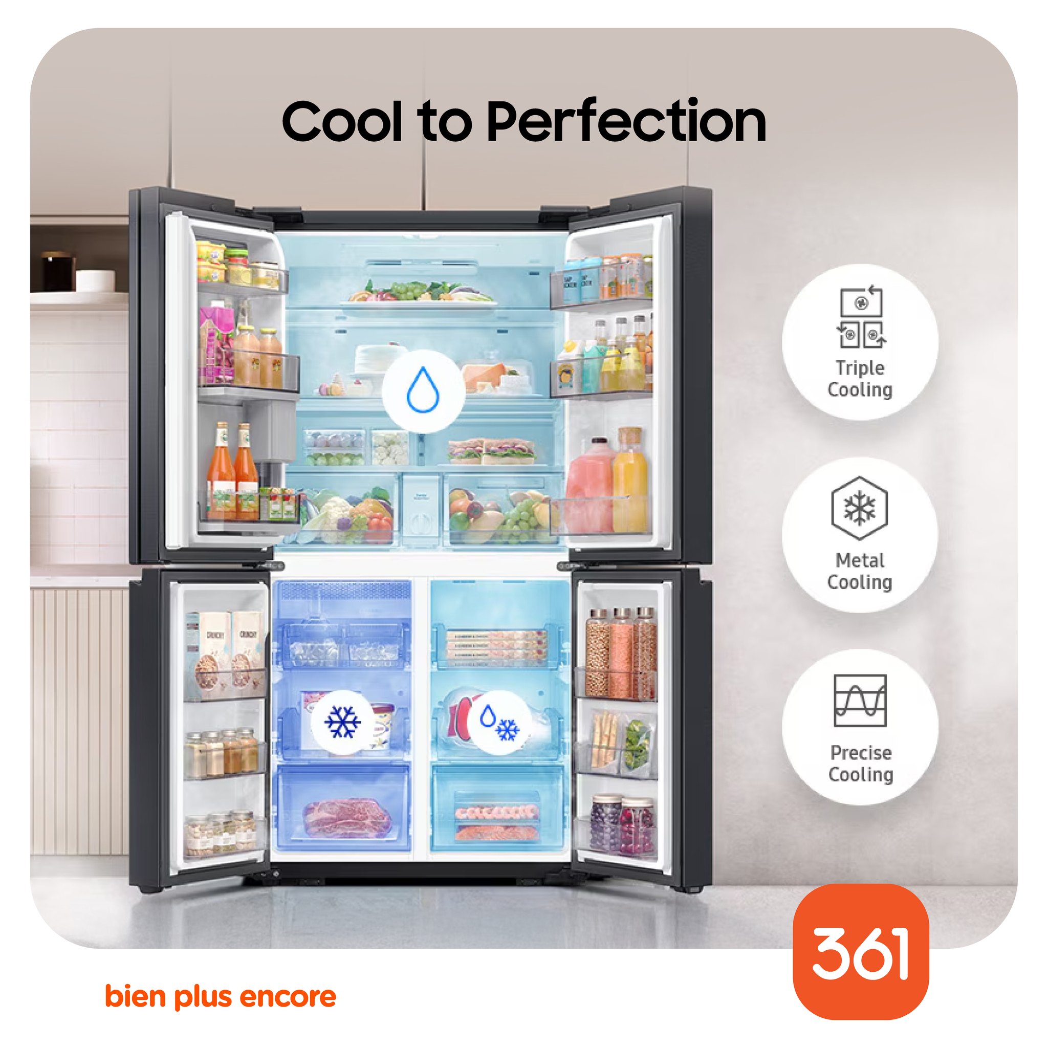May be an image of text that says "Cool to Perfection 回 Triple Cooling 恭 Metal Cooling 樂 GOA4CONO K Precise Cooling bien plus encore 361"