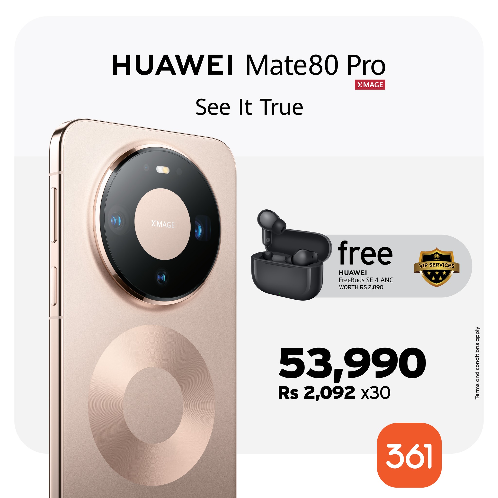 May be an image of phone and text that says "HUAWEI Mate80 Pro X:MAGE See It True IPSERVICES free HUAWEI ANC WRTHRS2890 FNC WAORT 53,990 Rs 2,092 x30 . 361"