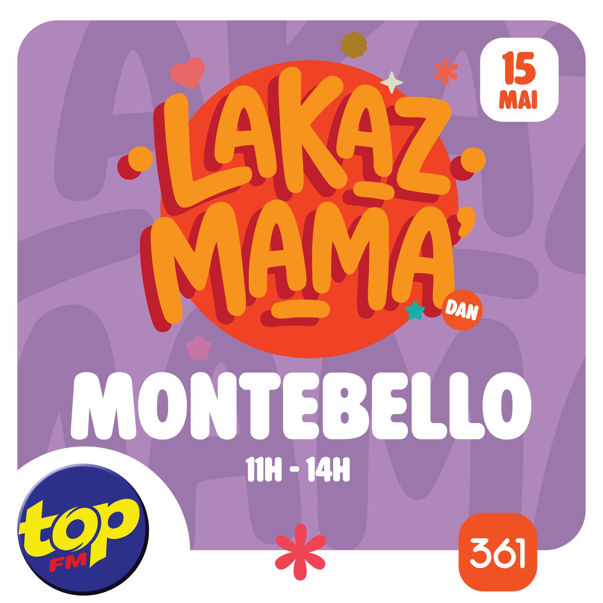May be an image of text that says ".LAKAZ 15 ΜΑΙ MAMA. DAN MONTEBELLO 11-14 11H 14H top FM FM 361"
