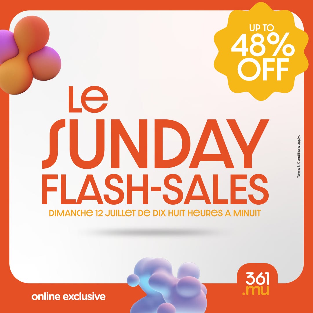 May be an image of text that says "UP UPTO to 48% OFF Le SUNDAY Ana FLASH-SALES SALES DIMANCHE 12 JUILLET De DIX HUIT HeUReS A MINUIT online exclusive 361 .mu"