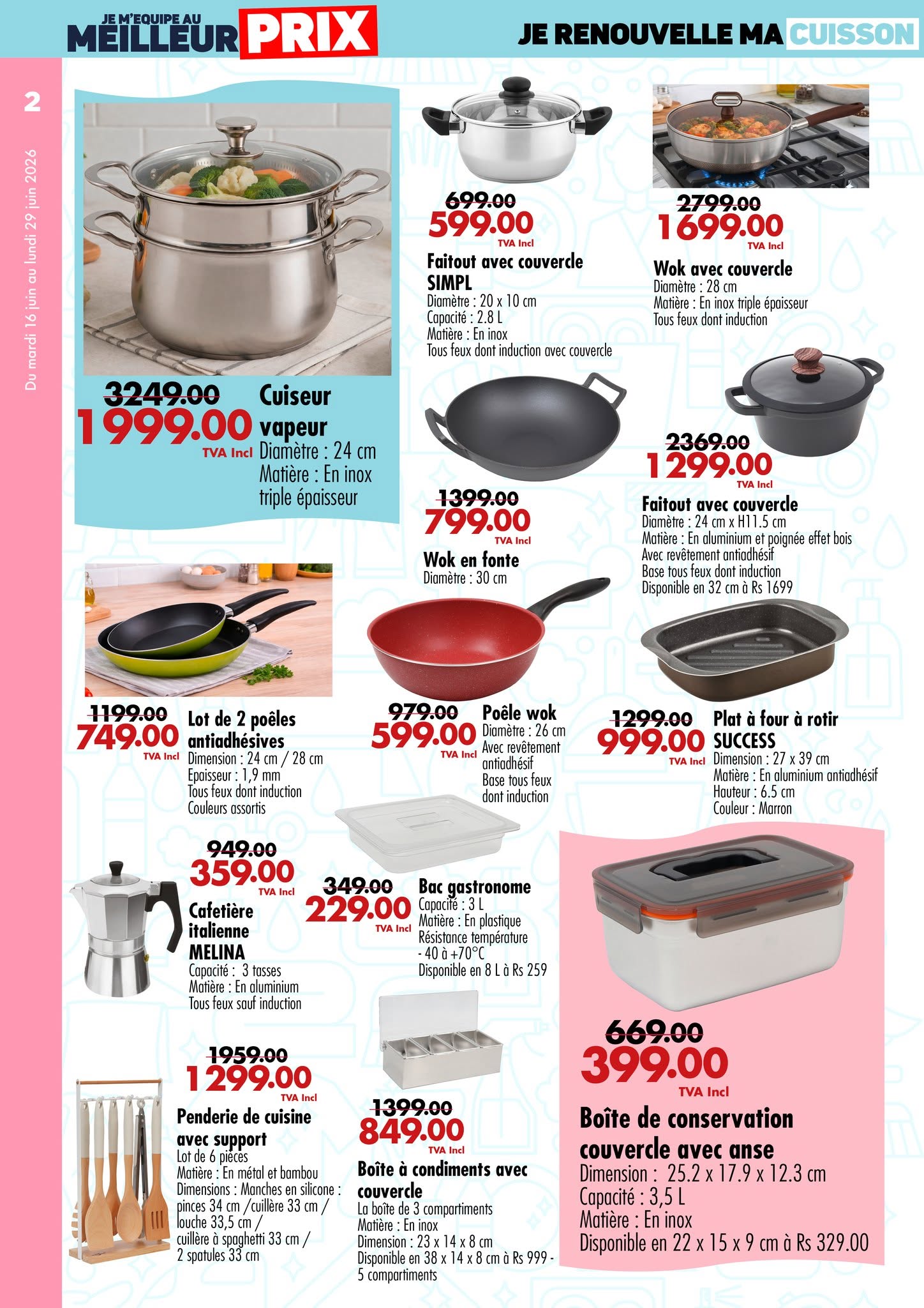 May be an image of saucepan, cooker, steamer, kitchen appliance, pot and text that says "MEILLEUR PRIX 2 CUISSON 699.00 599.00 2799.00 1699.00 couverde SIMPL иνec couverde :28cm Enina Tous Aotiäre Tcus épaissaur induction couverze 3249.00 Cuiseur 1...