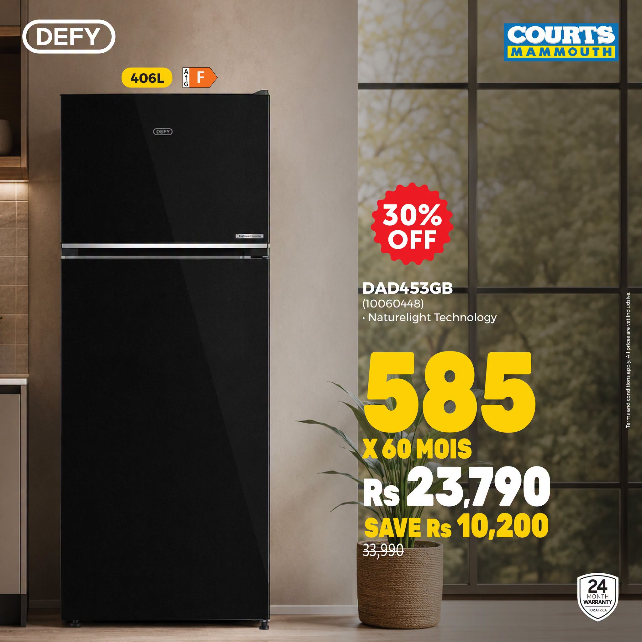 May be an image of water heater and text that says "DEFY 406L 小 F COURTS MAMMOUTH GEE 30% OFF DAD453GB (10060448) Naturelight -NaturelightTechnology tTechno Technology 585 X60MOIS χ 60 MOIS Rs 23,790 SAVE SAVERs10,200 Rs 10,200 ララたンム 33.99...