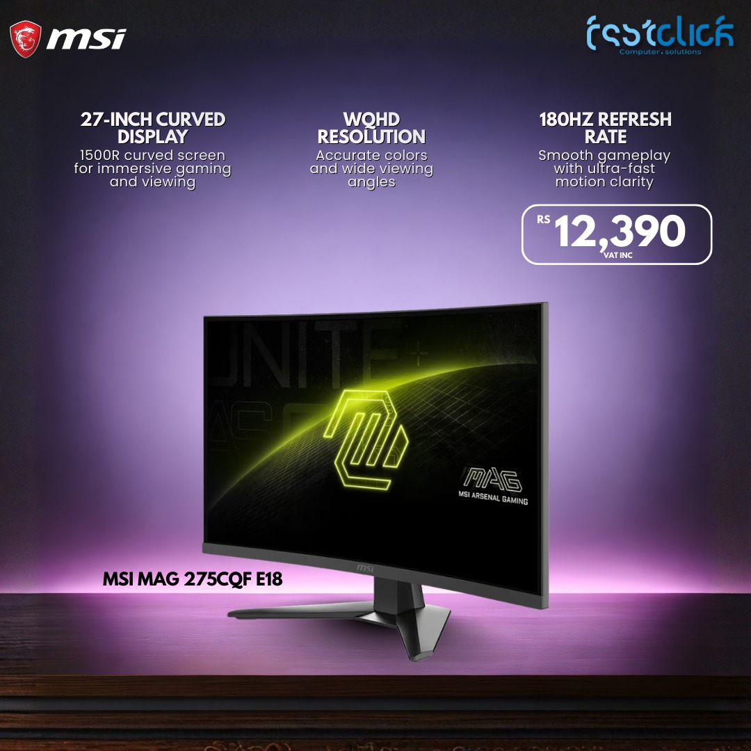 May be an image of television and text that says "msi 27-INCH 27-INCHCURVED CURVED DISPLAY 1500R curved for mersive gaming and viewing ห WOHD RESOLUTION and andwideviewing Accurate wide viewing angles 180HZ 180HZREFRESH REFRESH RATE Smooth gameplay w...