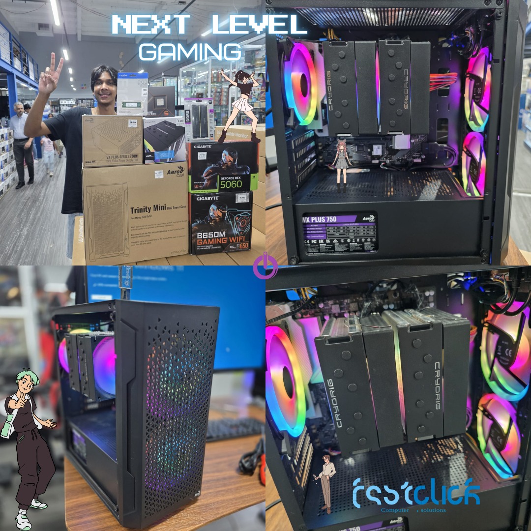 May be an image of text that says "NEXT LEVEL GAMING 0 LAYE ert 5060 Trinity CHAEYTE B850M XPLUS 750 ငါထ် 보드 D ส"