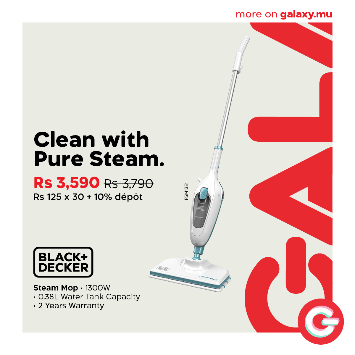 May be an image of text that says "moreongalaxy.mu more on galaxy.mu S Quick Power Clean. Rs 9,590 Rs9,790 Rs 334 x 30 10% dépot VRT76325VW beko そー NO.1 Cordless Stick vc 100W 25.2V •2 Years Warranty"