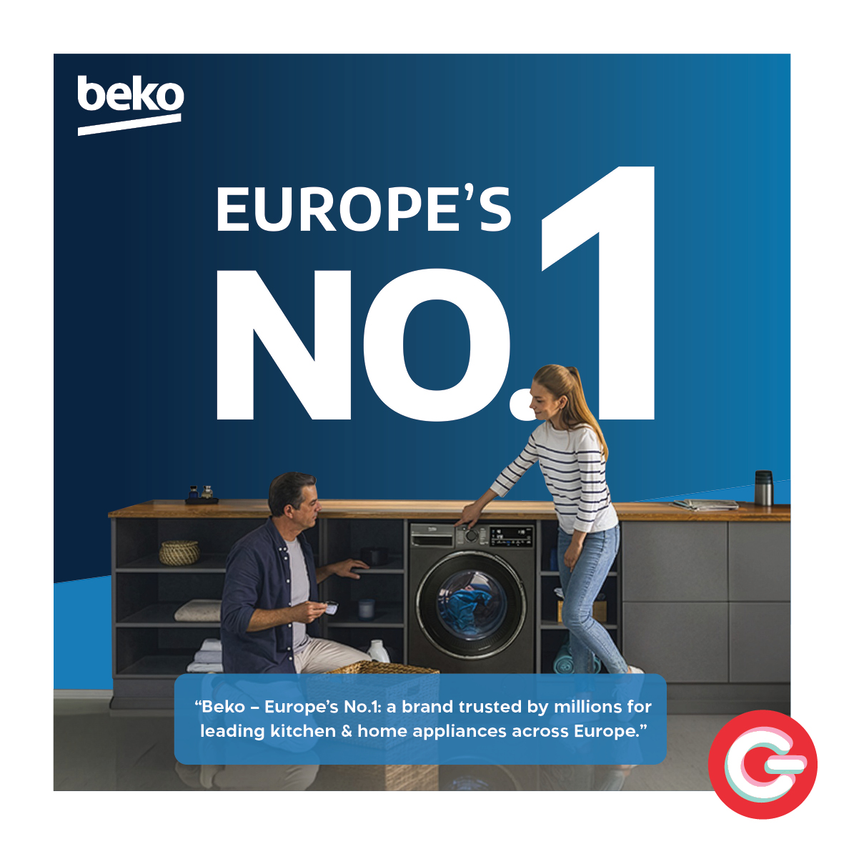 May be an image of text that says "beko EUROPE'S NO. NO1 1 "Beko Europe's No.1: brand trusted by millions for leading kitchen & home appliances across Europe.""