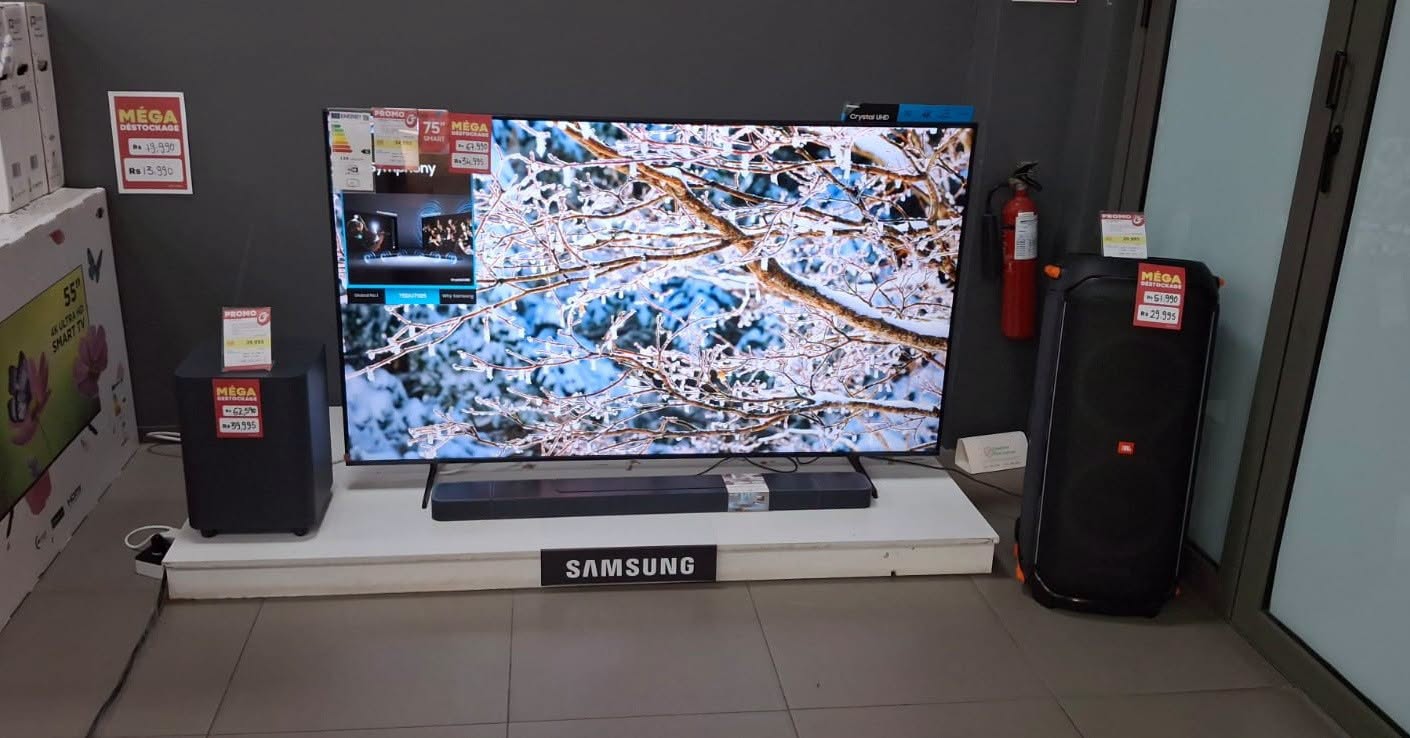 May be an image of television, speaker and text