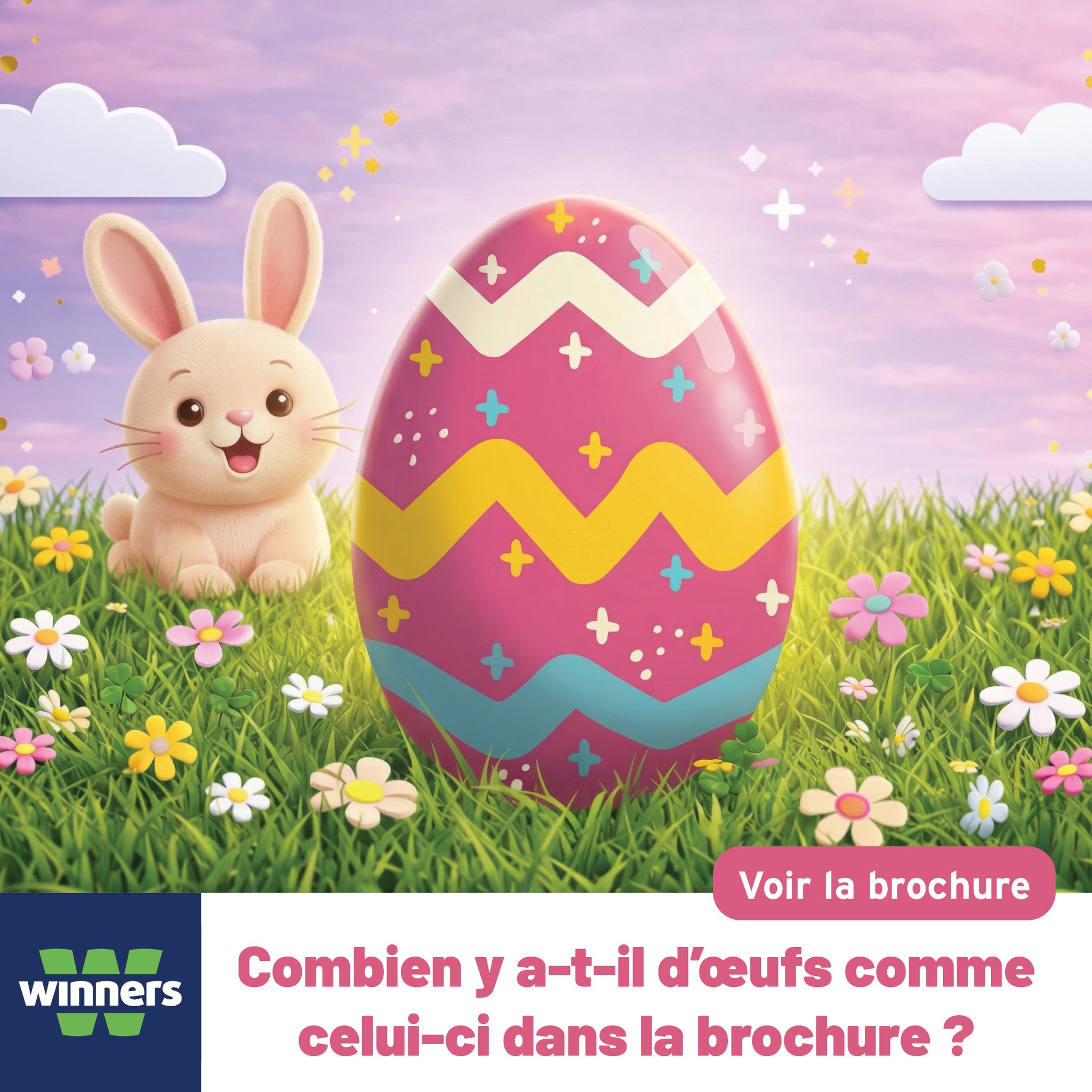 May be an image of text that says "+ + winners Voir la brochure Combien y a-t-il d'ceufs comme celui-ci -ci dans la brochure?"