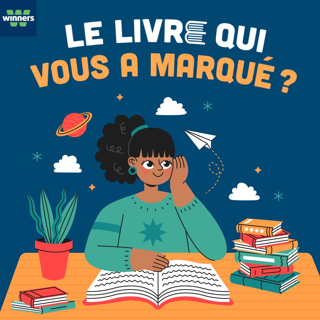 May be an image of text that says "winners 7 LE LIVRE QUI VOUS A MARQUÉ?"