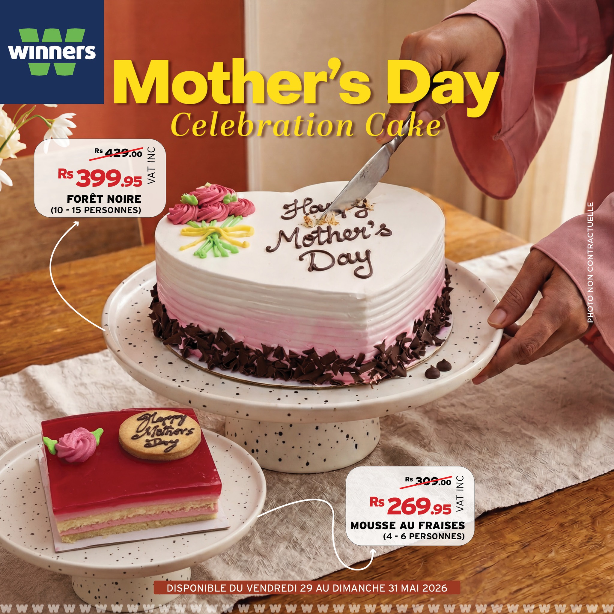May be an image of ‎cake and ‎text that says "‎·· winners Mother's Day Celebration Cake R$429.00 ۳ Rs 399.95 .95 LITT FORÊT FORÊTNOIRE NOIRE (10- PERSONNES) Hapлa Mother's Day orn NOT Maers Puy R$309.00 Rs 269. 95 95 R$269.95 ا MOUSSE AU U...