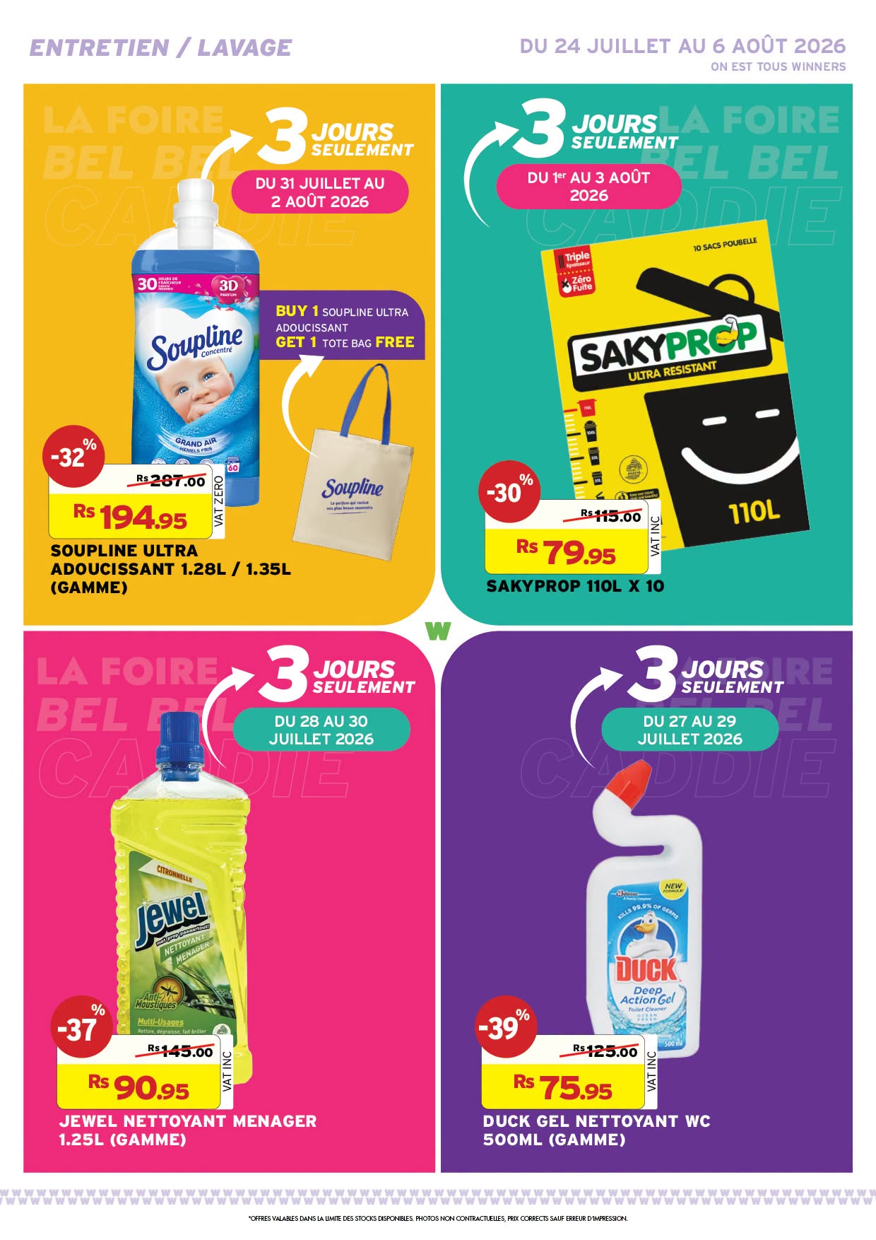 May be an image of ‎hair product and ‎text that says '‎ENTRETIEN LAVAGE DU 24 JUILLET AU ΟύT 2026 ON TOUS WINNERS 3 JOURS SEULEMENT DU JUILLET AU AOUT 2026 JOURS SEULEMENT DU fer per AOUT 2026 30枚 3D Triple BUY SOUFLINEULTRA ADOUCISSAN GET EB...